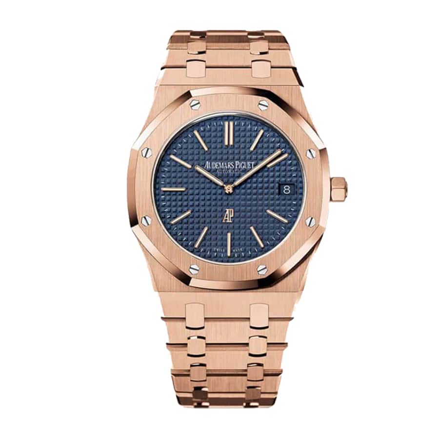 audemars-piguet-royal-oak-pink-gold-blue-dial-replica-1 Audemars Piguet Royal Oak 15400OR.OO.1220OR.03 Super Clone Edition - Image 1