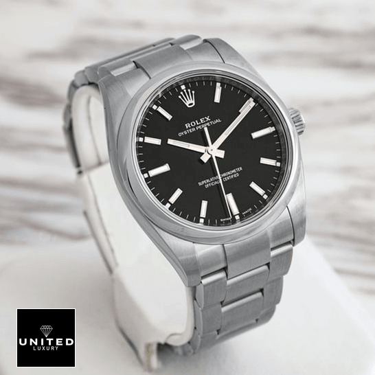 Rolex Air-King 114200 Oyster Perpetual "Black Dial" Signature Replica 1:1 rolex oyster perpetual 14200 0023 replica 34mm Rolex Oyster Perpetual Black Dial Replica ceramic background