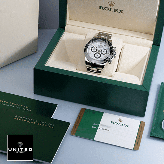 Rolex Daytona 116500LN-0001 "Ceramic Bezel" Supreme Replica Edition rolex daytona ceramic bezel white dial 116500ln 0001 oyster Rolex Daytona 116500ln-0001 Oyster Replica in the Green Rolex Box