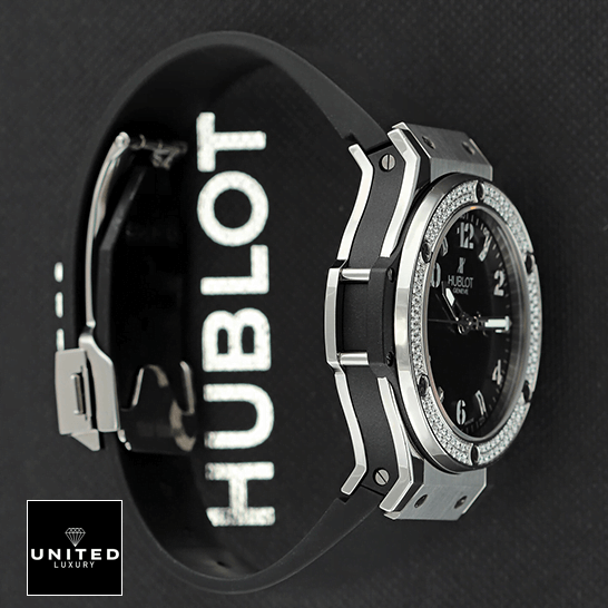 Hublot Big Bang Steel 361.SX.1270.RX.1104 "Diamond Bezel" Ultra Clone 1:1 hublot big bang steel black dial diamond bezel 361 SX 1270 RX 1104 replica right Hublot Big Bang 361_SX_1270_RX_1104 Steel Black Dial Diamond Bezel Replica