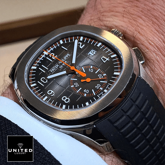 Patek Philippe Aquanaut Chronograph 5968A-001 Perfect Clone Edition patek philippe aquanaut Patek Philippe Aquanaut 5968A001 Black Dial Replica on the man wrist