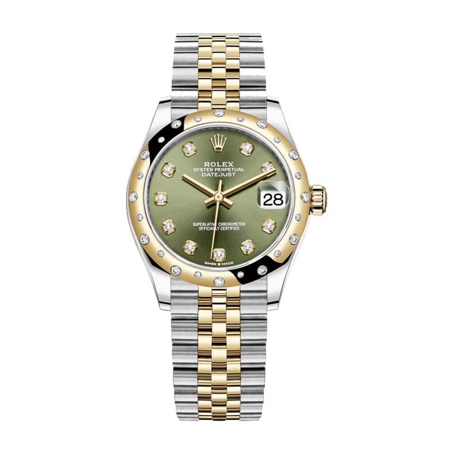 rolex-datejust-278273-31mm-yellow-gold-automatic-olive-green-set-with-diamonds-dial Rolex Datejust 278273 Ultra Fine Replica - Image 1