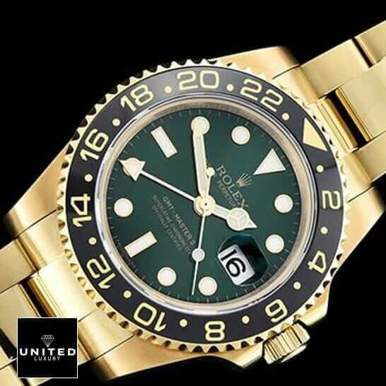 Rolex GMT-Master II 11678LN Premium Copy 1:1 rolex gmt green dial replica5 Rolex GMT Master Green Dial Gold Bracelet