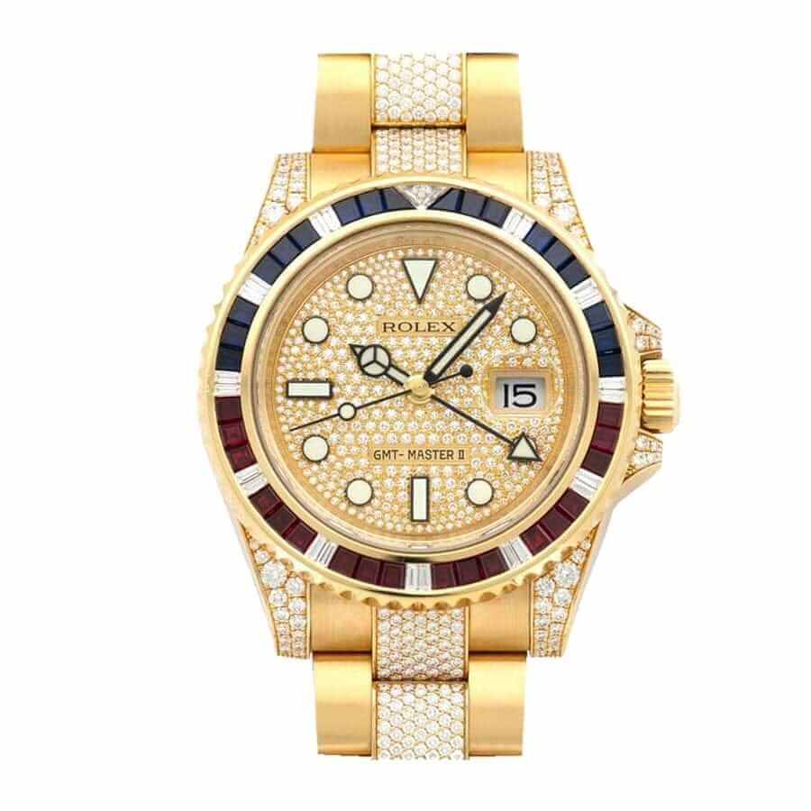 rolex-gmt-master-ii-116718-yellow-gold-diamonds-dial-replica Rolex GMT-Master II 116758 SARU "Iced Out" True Replica 1:1 - Image 1