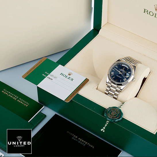 Rolex Day-Date 228239-0002 "Blue Dial" Elite Clone Edition rolex day date 40 228239 ew stainless Rolex Day-Date 40 228239 Replica ın the Rolex Box & Guarantee Card