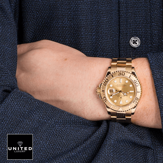 Rolex Yacht-Master 16628 Super Clone Quality rolex_yacht_master_16628_champagne_dial_oyster_replica_hand