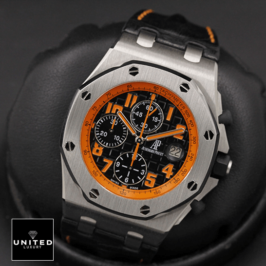Audemars Piguet Royal Oak Offshore 26170ST.OO.D101CR.01 "Volcano" Perfect Duplicate 1:1 audemars piguet royal oak offshore 26170ST.OO .D101CR.01 replica 42mm Audemars Piguet Orange Black Dial Replica in the black stand