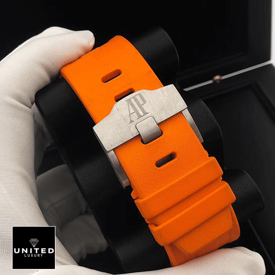 Audemars Piguet Royal Oak Offshore 26703ST.OO.A070CA.01 Supreme Replica Edition audemars piguet royal oak offshore 26703ST.OO .A070CA.01 replica clasp Audemars Piguet Orange Rubber Bracelet Stainless Steel Clasp Replica in the box