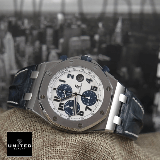 Audemars Piguet Royal Oak Offshore 26170ST.OO.D305CR.01 "Navy" High-End Replica 1:1 audemarspiguet royaloakoffshore 26170ST.OO .D305CR.01 tiltedleft Audemars Piguet Royal Oak Offshore 26170ST.OO_.D305CR.01 White Dial Replica
