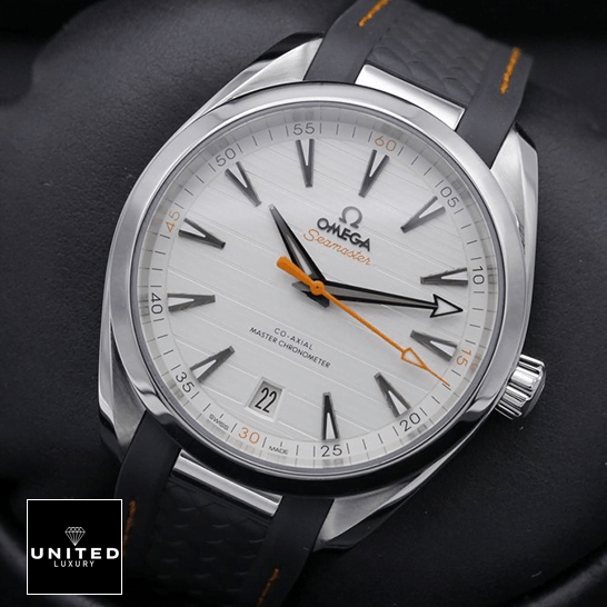 Omega Seamaster Aqua Terra Co-Axial Master Chronometer 220.12.41.21.02.002 Pro Clone 1:1 omega aqua terra 220.12.41.21.02.002 replica tiltedright Omega Aqua Terra 220.12.41.21.02.002 White Dial Replica orange second hand