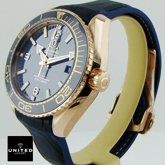 Omega Seamaster Planet Ocean Steel 215.63.44.21.03.001 Premium Replica 1:1 omega seamaster planet ocean steel 215.63.44.21.03 right Omega Seamaster Planet Ocean Steel Blue Dial Replica side view