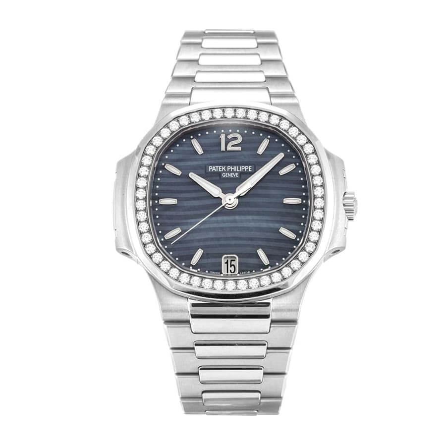 patek-philippe-nautilus-steel-set-diamond-7018-1a-mother-of-perl-blue-dial-replica-1 Patek Philippe Nautilus Ladies 7018/1A Elite Clone Edition - Image 1