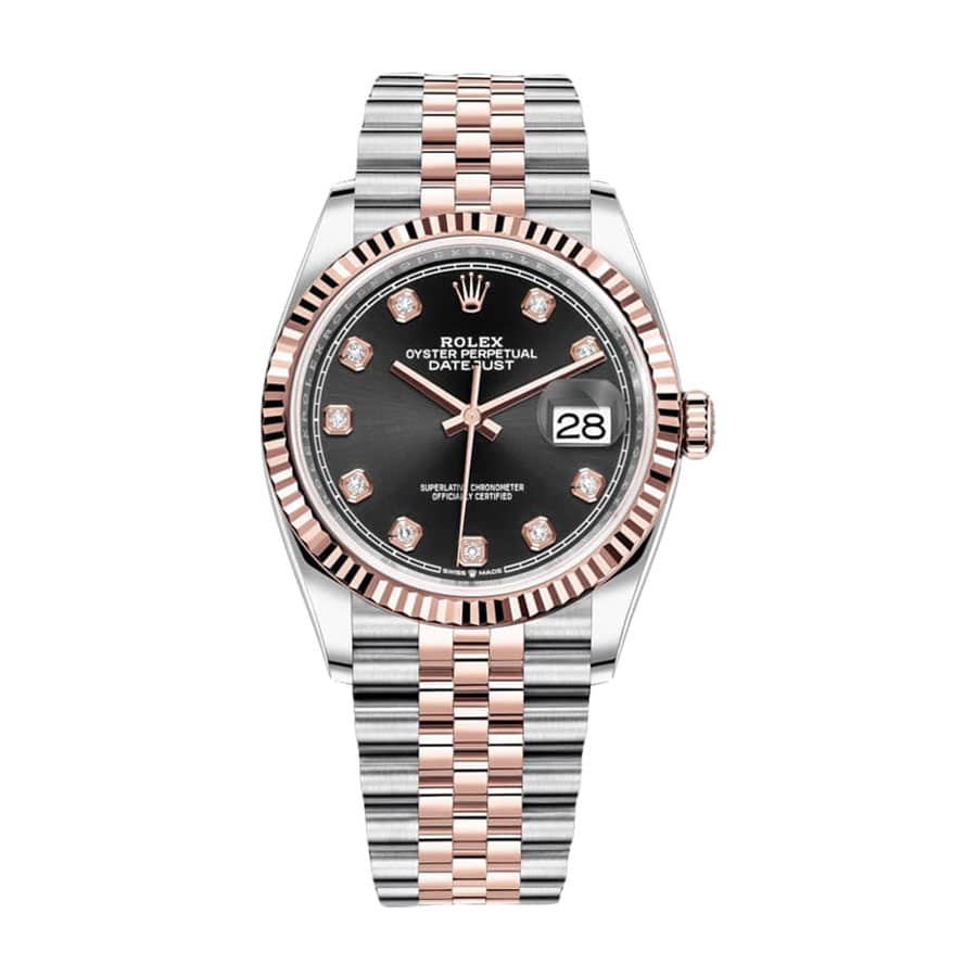 rolex-datejust-126231-everose-gold-automatic-black-diamond-dial-jubilee-replica-1 Rolex Datejust 126231 Everose Two-Tone Perfect Clone Quality - Image 1