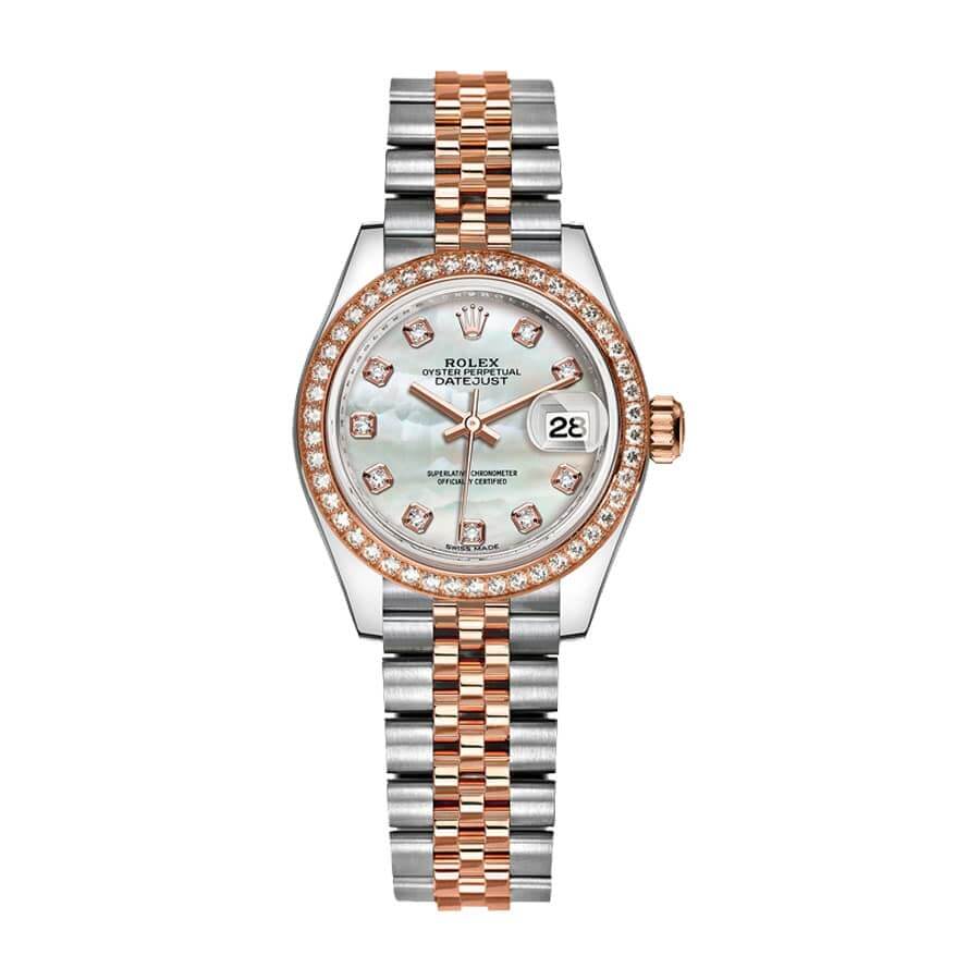 rolex-datejust-28mm-279381rbr-everose-gold-diamond-automatic-sundust-with-diamond-dial Rolex Lady-Datejust 279381RBR Everose Gold Sundust Diamond High-End Replica 1:1 - Image 1