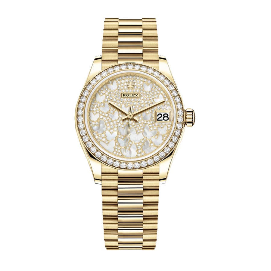 rolex-datejust-31mm-278288rbr-yellow-gold-and-diamond-automatic-mother-pearl-butterfly-dial Rolex Datejust 278288RBR "Butterfly" Masterpiece Replica - Image 1