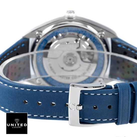 Omega Seamaster 522.32.40.20.04.001 White Dial Replica Omega Seamaster Master Co Axial Blue Rubber Bracelet Steel Clasp upside view