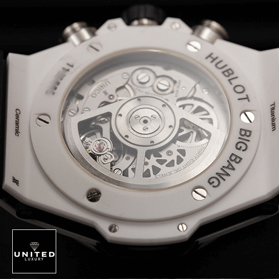 Hublot Big Bang Unico "Skeleton" 411.JX.4802.RT.1904 Top Tier Replica Edition hublot 411.HX .1170.RX Hublot Big Bang 411.HX_.1170.RX White Case Replica upside view black background