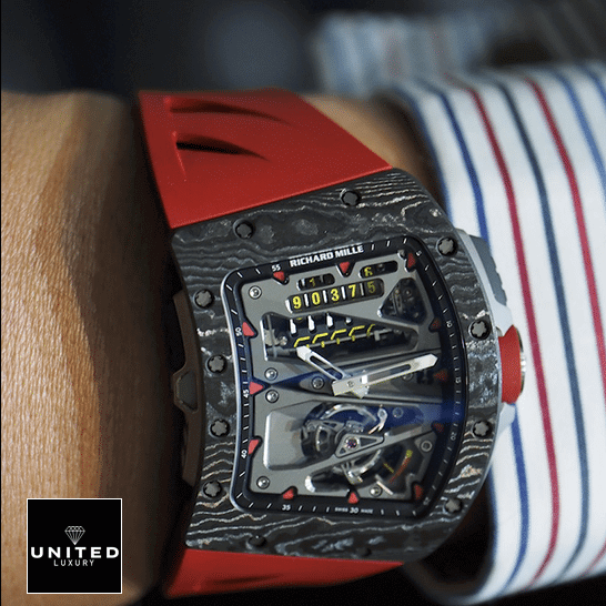 Richard Mille RM 70-01 "Tourbillon" Perfect Clone Edition rm 70 Richard Mille RM7001 Black Bezel Red Bracelet Replica on the wrist