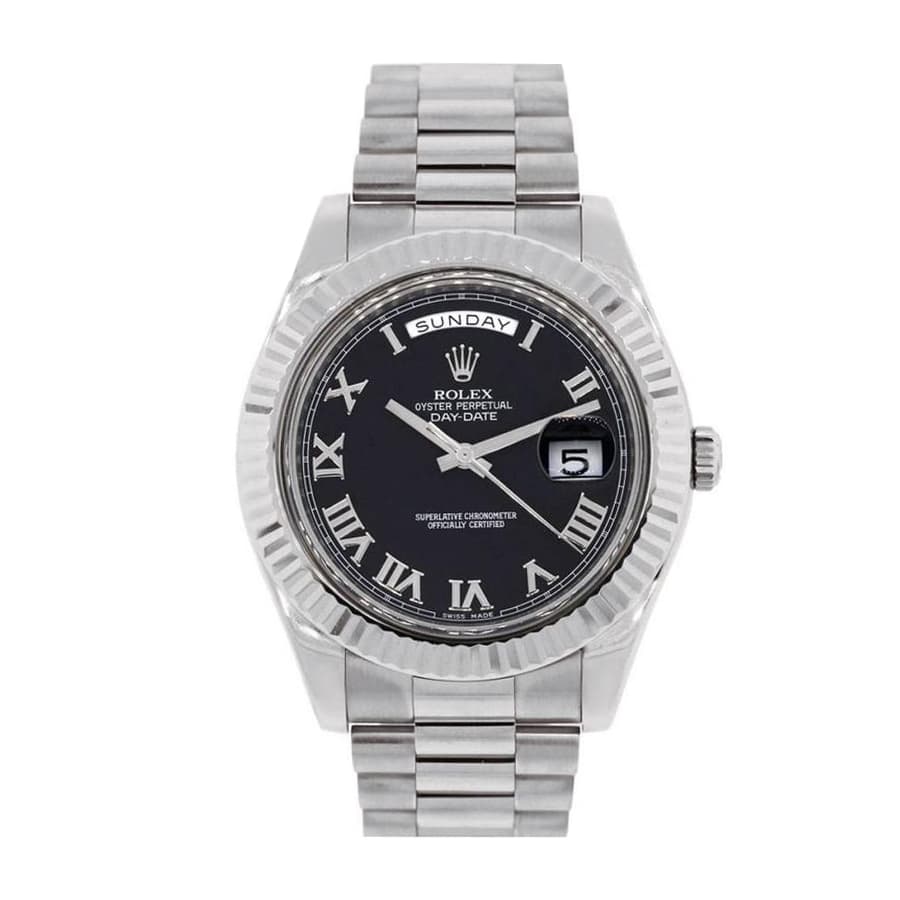 rolex-white-gold-day-date-ii-presidential-black-roman-dial-218239-replica Rolex Day-Date "Presidential" 218239 Detailed Replica - Image 1