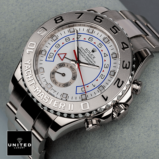 Rolex Yacht-Master II 116689 White Gold 1:1 Master Replica rolex yacht master 116689 0001 replica right Rolex Yacth Master White Dial 116689 Replica on the stone