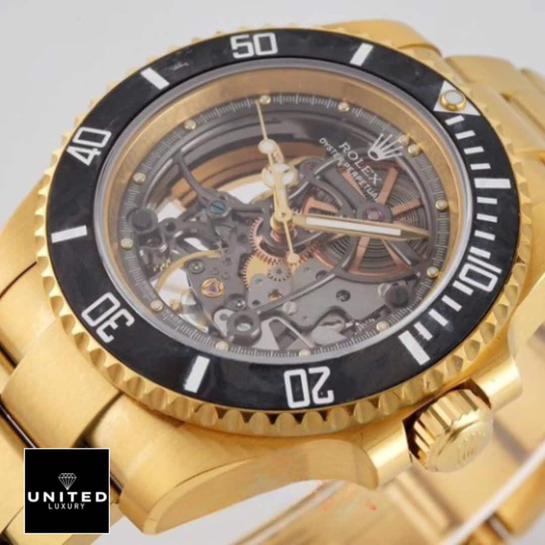 Rolex Submariner 114200 "Skeleton" Top Grade Clone 1:1 Yeni Proje 40 Rolex Gold Oyster Perpetual Black Bezel Replica
