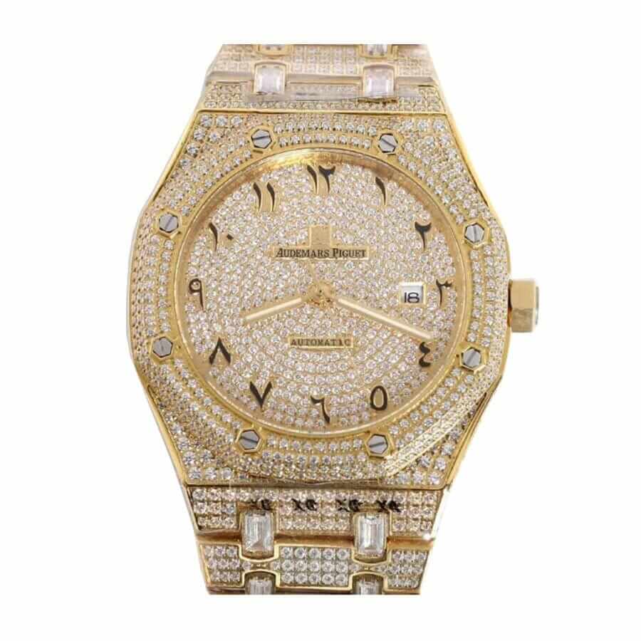 audemars-piguet-royal-oak-selfwinding-ap160sf295-yellow-gold-iced-out-diamond-dial-replica Audemars Piguet Royal Oak AP160SF295 "Iced Out" Signature Copy Edition - Image 1