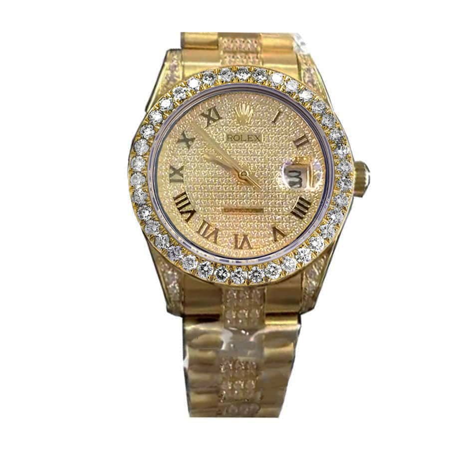 rolex-datejust-yellow-gold-diamond-dial-iced-out-116623-replica-4 Rolex Datejust 116623 "Roman Numerals" First-Class Replica - Image 1