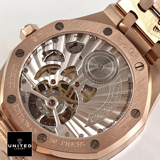 Audemars Piguet Royal Oak Tourbillon 26522ST "Skeleton Dial" Luxury Clone Quality Audemars Piguet Royal Oak Tourbillion Gold Case Replica upside view