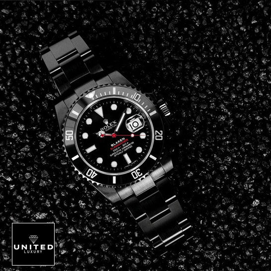 Rolex Submariner Date 116610N "Blaken" Superior Replica Rolex Blaken Submariner Black Dial Replica on the asphalt