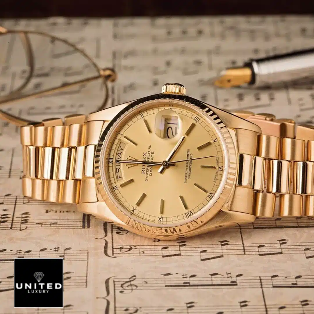 Rolex Day-Date 228238 "Yellow Gold" Precision Duplicate 1:1 Yeni Proje 4 4 Rolex Day-date Gold 40 228238-0003 Replica on the notes
