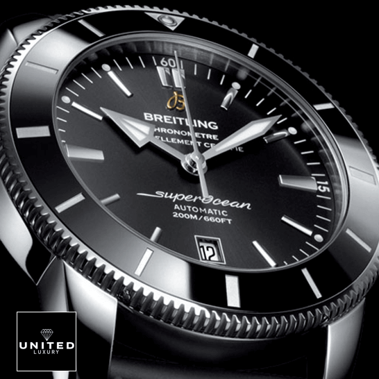 Breitling 128348RBR-0030 "Black Dial" Premium Clone Replica Breitling Superocean Heritage Automatic Black Dial Replica black background