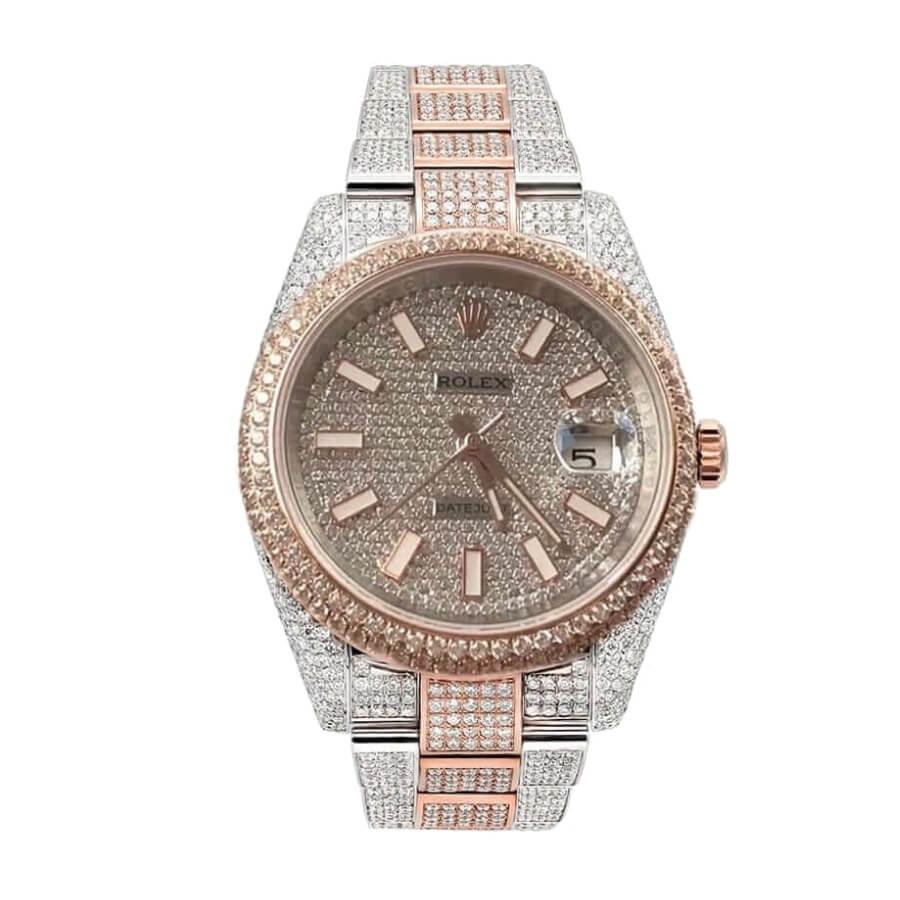 fully-iced-out-rolex-replica-5 Rolex Datejust 126303 "Two-Tone Iced Out" Premium Duplicate Edition - Image 1