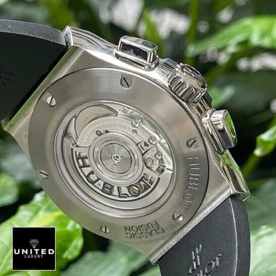Hublot Classic Fusion 521.NX.7071.LR "Racing Grey" First-Class Clone hublot leather strap replica 5 Hublot Classıc Fusıon Stainless Steel Case Replica upside view black rubber bracelet