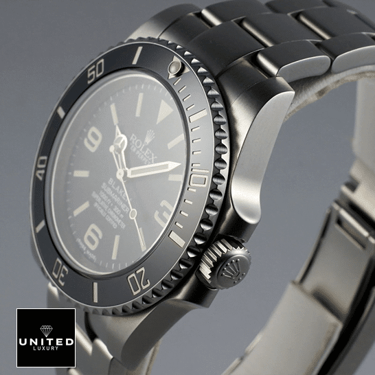 Rolex Submariner 6190 Blaken "Black Dial" Mirror Clone Quality Rolex Blaken Submariner Black Dial 6190 Replica Side view