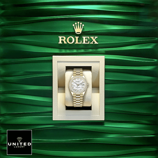 Rolex Datejust 178288 "Mother of Pearl Dial" Perfect Clone Edition rolex datejust mother of pearl diamond dial yellow gold 178288 Rolex Datejust Diamond Gold 178288-0001 Replica Green Wave Background