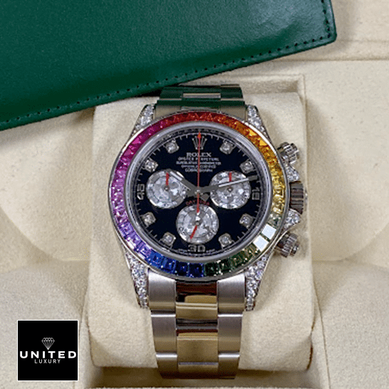 Rolex Cosmograph Daytona 116599RBOW "Black Diamond" Exclusive Clone Edition Rolex Daytona Stainless Steel Oyster Bracelet Rainbow Diamond Bezel 116599RBOW Replica