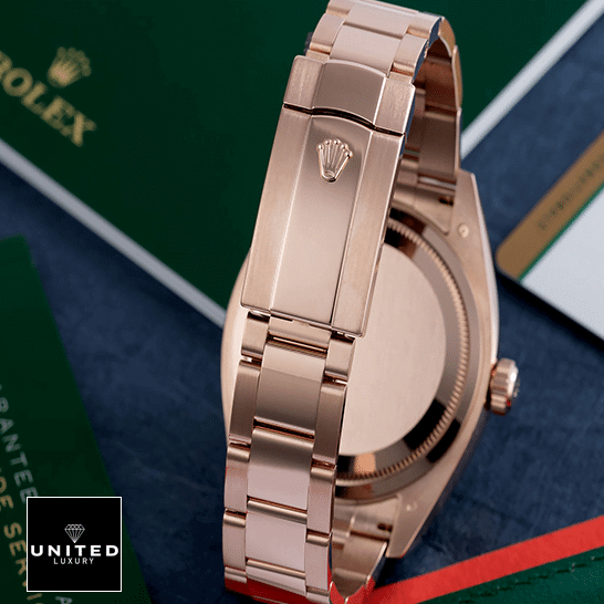 Rolex Sky-Dweller 326935-0007 "Everose Rhodium Dial" Next Level Replica rolex sky dweller 326935 sRO automatic everose rhodium dial oyster replica back unitedluxurynet 1 Rolex Sky-Dweller 326935-0007 Rose Gold Oyster Bracelet Fold Clasp on the Rolex Logo Replica