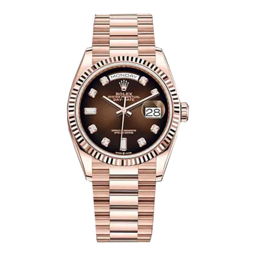 rolex-day-date-brown-ombre-diamond-dial-replica-36mm2 Rolex Day-Date 128235 "Brown Ombre Dial" Top Grade Clone 1:1 - Image 1