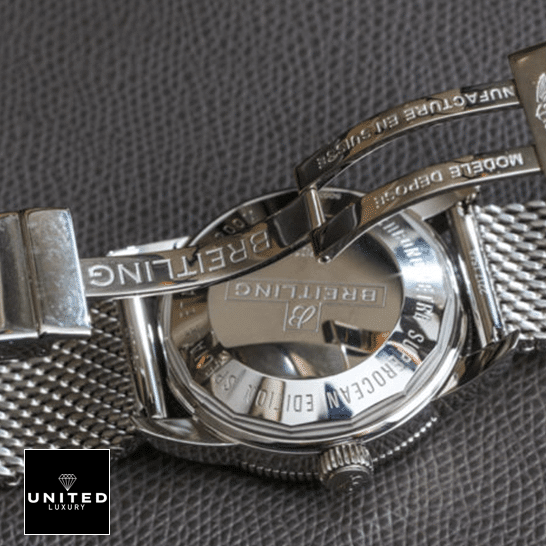 Breitling Superocean Heritage II B20 AB201016 "Blue Dial" Premium Duplicate Edition breitling heritage B20 AB2010161C1A1A replica openclasp Breiltling Heritage AB2010161C1A1A Stainless Steel Case Replica upside view