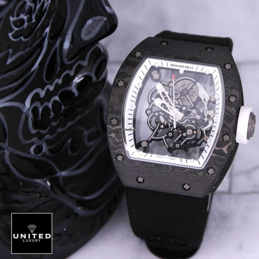 Richard Mille RM 055 "Bubba Watson" True Clone 1:1 Yeni Proje 1 19 Richard Mille White Dial Black Bezel Replica front view