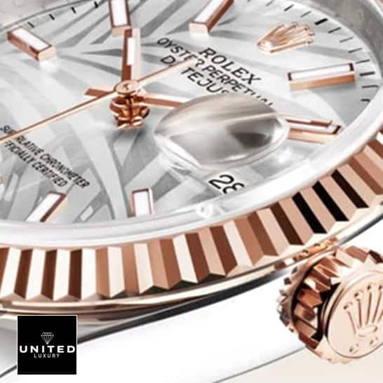 Rolex Datejust 126231 "Two Tone" Authentic Clone 1:1 w2 Rolex Datejust 36 126231-0033 Rose Gold Fluted Bezel Replica and Fluted Crown Pusher