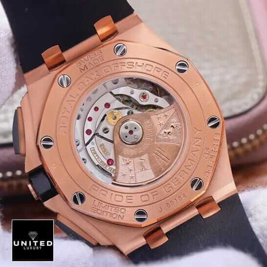 Audemars Piguet Royal Oak Offshore 26173ST.OO.D003CU.01 Premium Copy 1:1 ap pride of germany back Audemars Piguet offshore Royal Oak Gold Steel Case Replica upside view