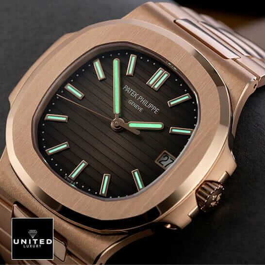 Patek Philippe Nautilus Chronograph 5980/1R-001 "Rose Gold Black Dial" Super Clone Edition patek philippe nautilus rose black dial replica 1 Patek Philippe Nautilus Geneve Black Dial Rose Gold Bezel Replica dial phospor
