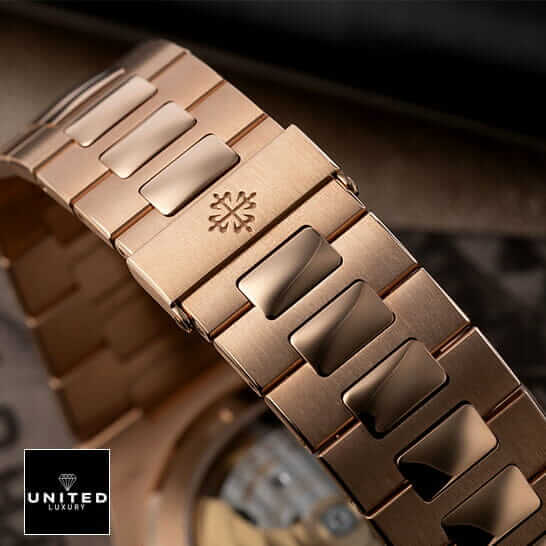 Patek Philippe Nautilus Chronograph 5980/1R-001 "Rose Gold Black Dial" Super Clone Edition patek philippe nautilus rose black dial replica 3 Patek Philippe Nautilus Rose Gold Bracelet Replica closed clasp