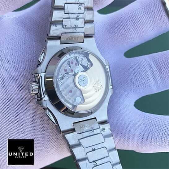 Patek Philippe Nautilus Chronograph 5980/1A-019 "White Dial" Precision Clone patek philippe chronograph replica 4 Patek Philippe Stainless Steel Case Replica upside view