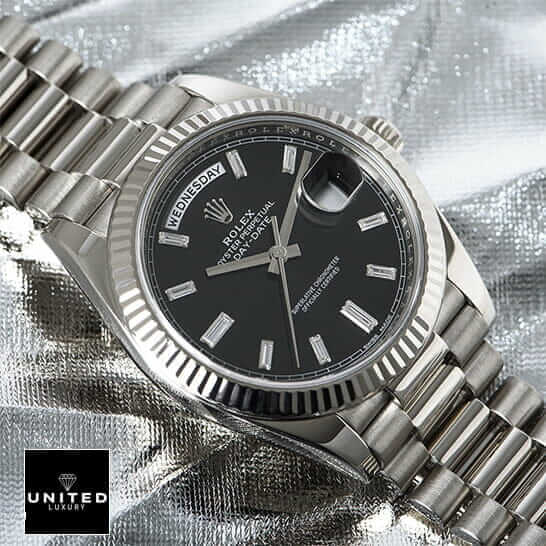 Rolex Day-Date 228238 "Yellow Gold Fluted Bezel" Detailed Replica rolex 18239 black replica 3 Rolex Day-Date 118239 Replica Black Dial with Diamonds Replica