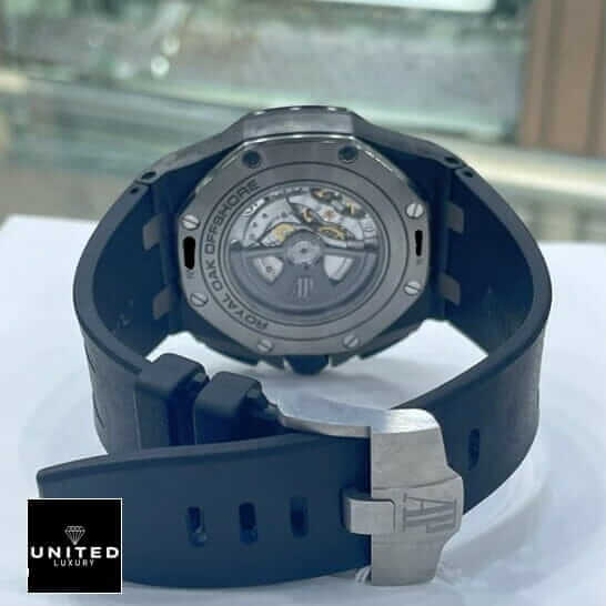 Audemars Piguet Royal Oak Offshore 26400AU.OO.A002CA.01 Premium Clone Edition ap royal oak carbon replica 1 AP Royal Oak Carbon Case Rubber Black Bracelet Replica upside view