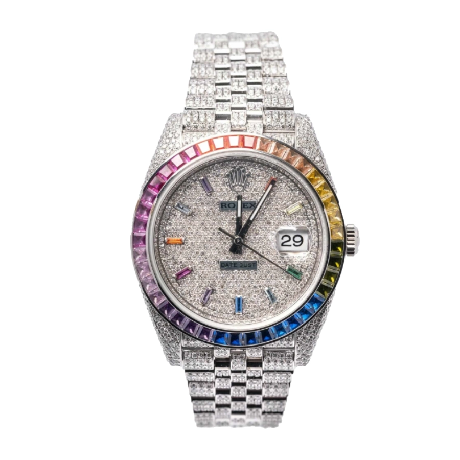 rolex-datejust-iced-out-rainbow-replica-1 Rolex Datejust 126300 "Iced Out Rainbow" True Clone 1:1 - Image 1