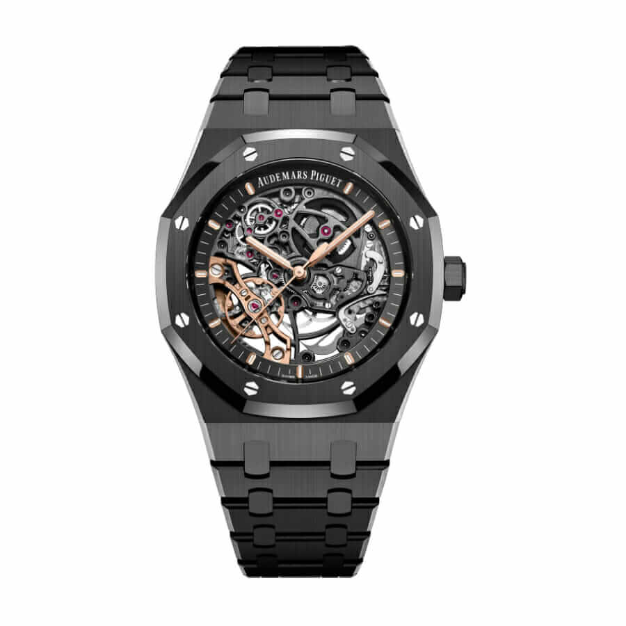 ap-trans-black Audemars Piguet Royal Oak Double Balance Wheel Openworked 15416CE Near Original Replica - Image 1