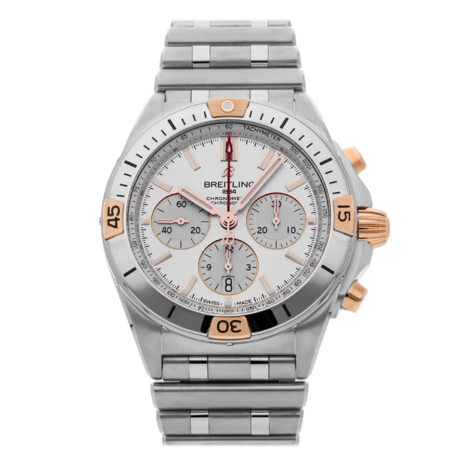 Breitling-White-Dial-Silver-Replica3-1 Breitling Chronomat B01 AB0134101G1A1 "White Dial Steel" Authentic Replica Edition - Image 1